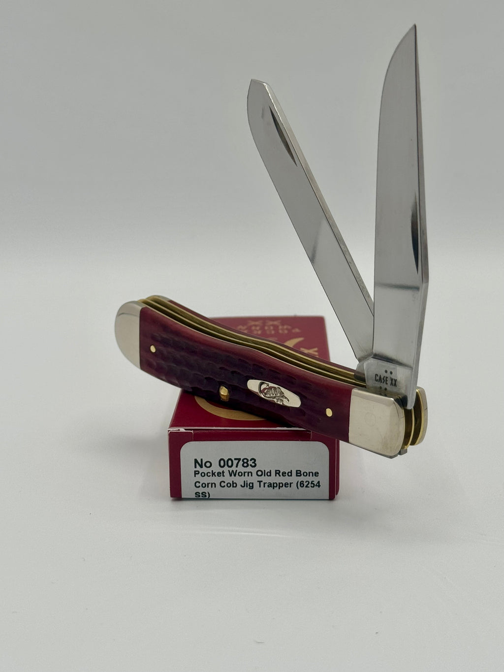 Case XX 00783 Pocket Worn Red Bone Trapper — closed on Case box