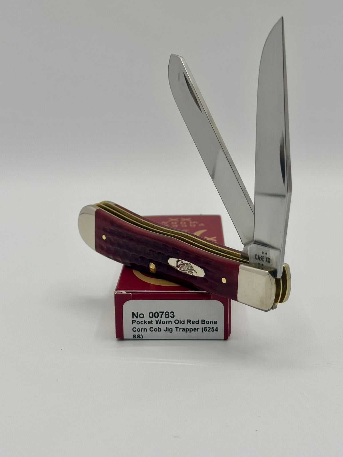 Case XX 00783 Pocket Worn Red Bone Trapper — closed on Case box