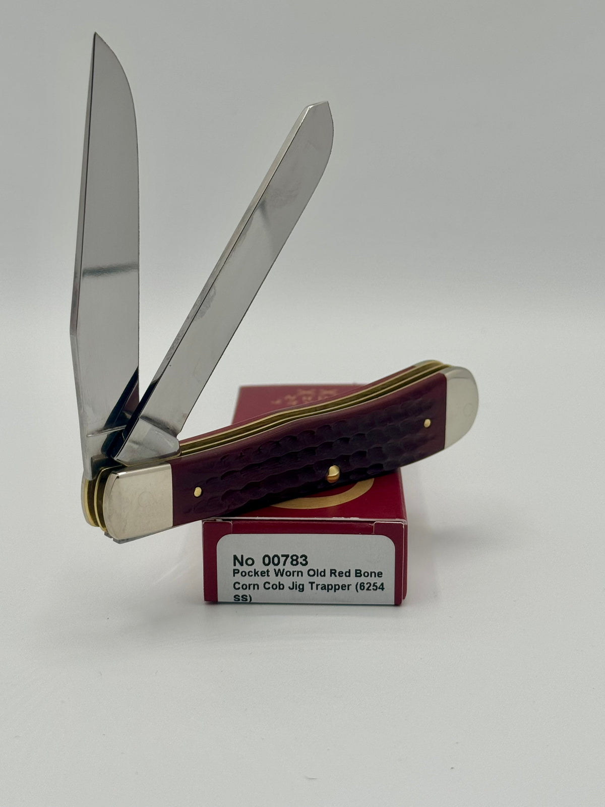 Case XX 00783 Pocket Worn Red Bone Trapper — back side on Case box