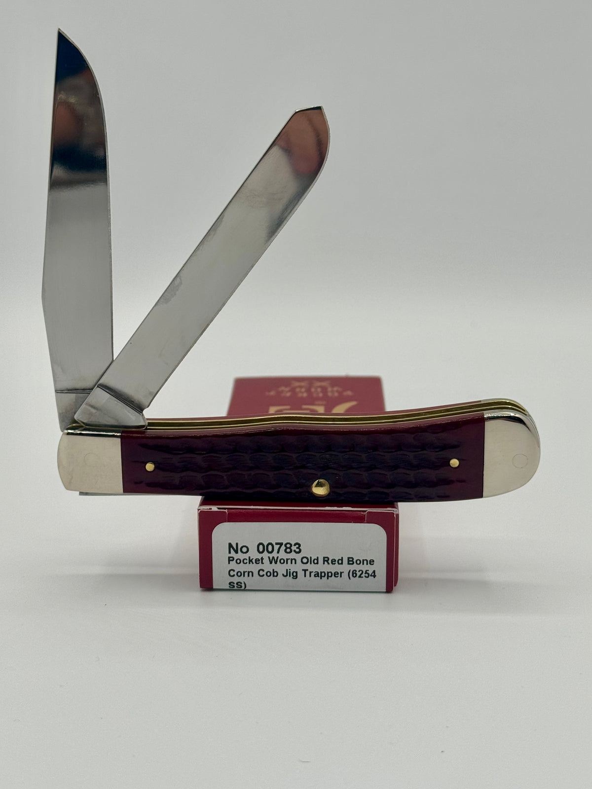 Case XX 00783 Pocket Worn Red Bone Trapper — angled open view