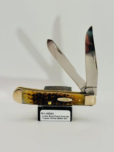 Case XX 06540 Amber Bone Peach Seed Jig Trapper with Pocket Clip, photo 1