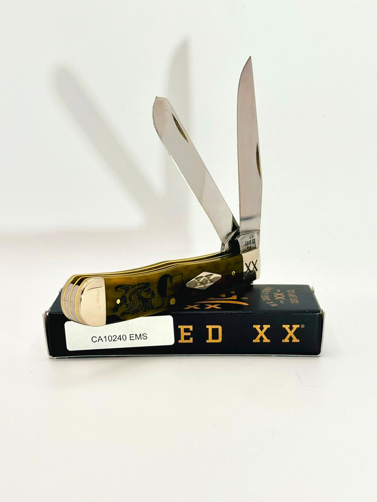 Case XX 10240EMS David Yellowhorse Early Morning Singer olive green bone Trapper SFO, photo 3
