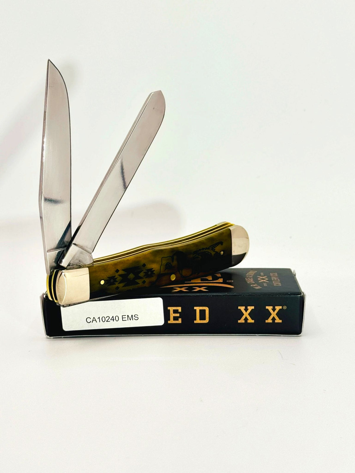 Case XX 10240EMS David Yellowhorse Early Morning Singer olive green bone Trapper SFO, photo 5
