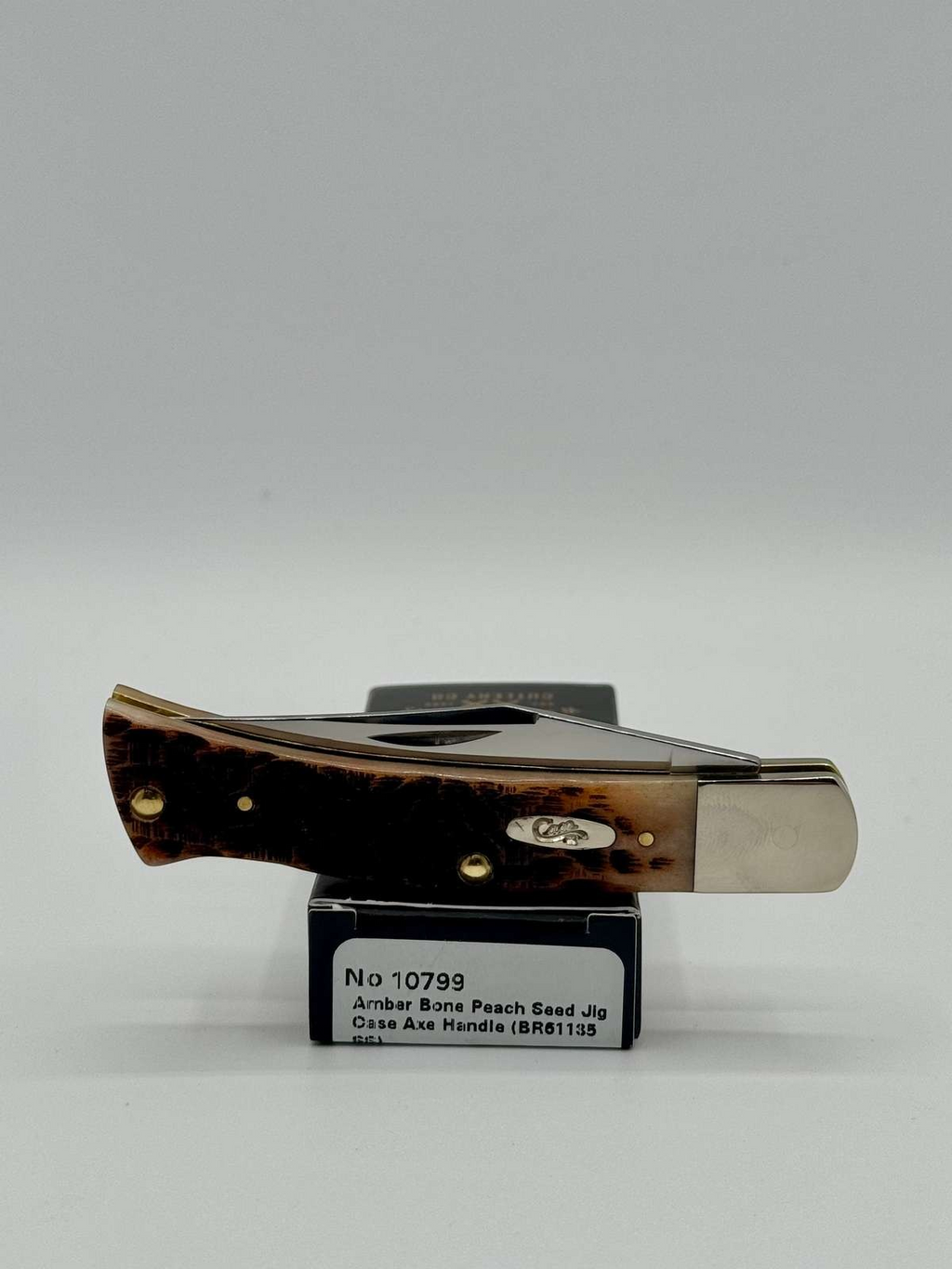Pigeon Roost Knives Case XX Axe Handle pocket knife with amber bone peach seed jig scales and nickel silver bolsters