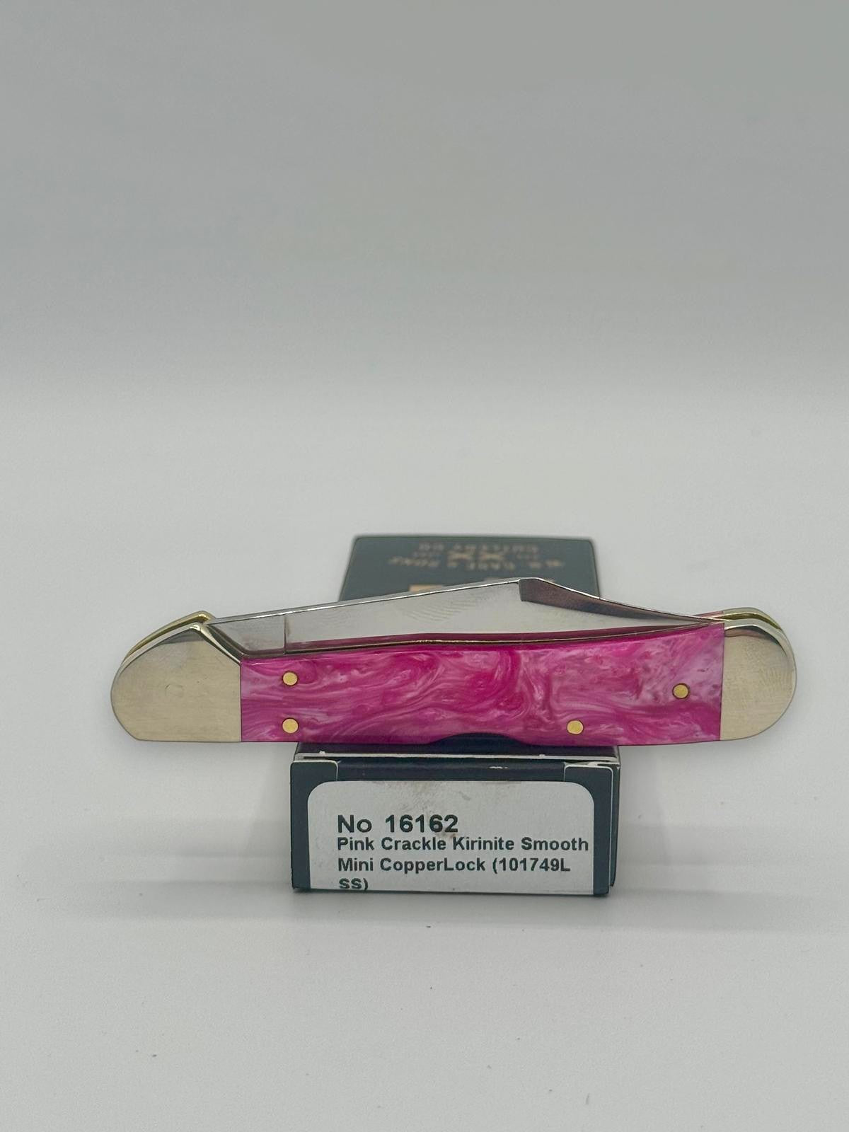 Case XX 16162 Pink Crackle Mini CopperLock — packaging and knife together