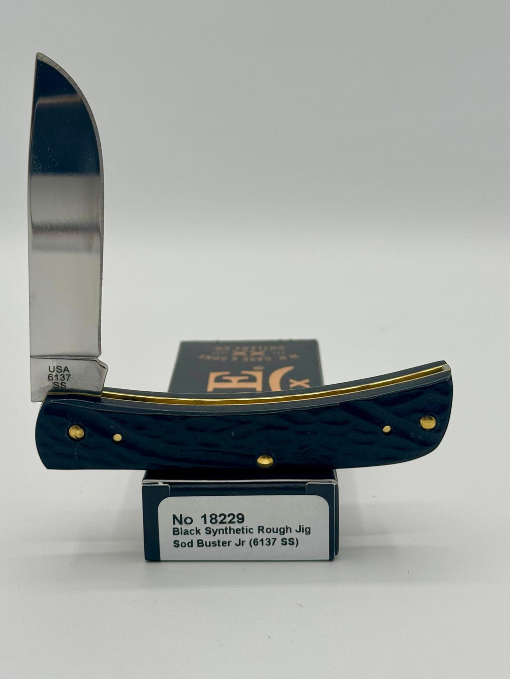 Case XX 18229 Rough Black Sod Buster Jr — angled open view