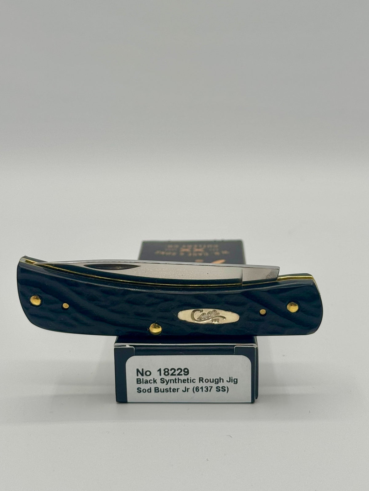 Case XX 18229 Rough Black Sod Buster Jr — lifestyle angle on Case box