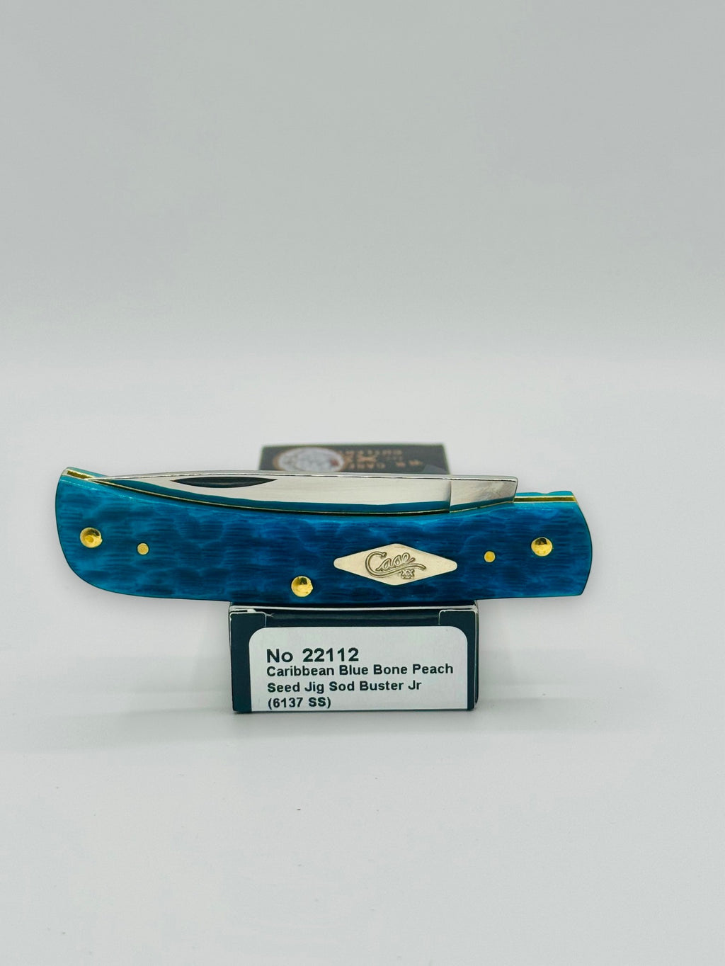 Case XX 22112 Sod Buster Jr Caribbean Blue Bone — profile on Case packaging