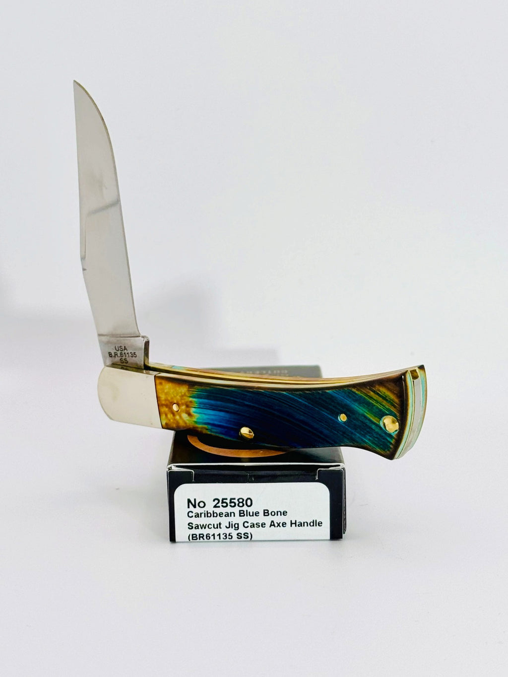 Case XX 25580FDU Fired Up Caribbean Blue Bone Sawcut Reef Axe Handle, photo 4