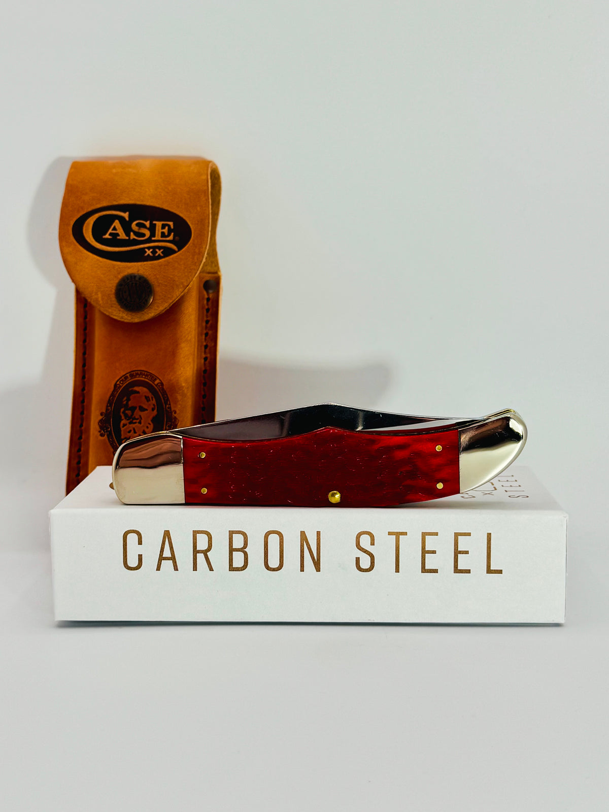 Case XX 31960 Dark Red Bone Peach Seed Jig CS Folding Hunter with Sheath, photo 8