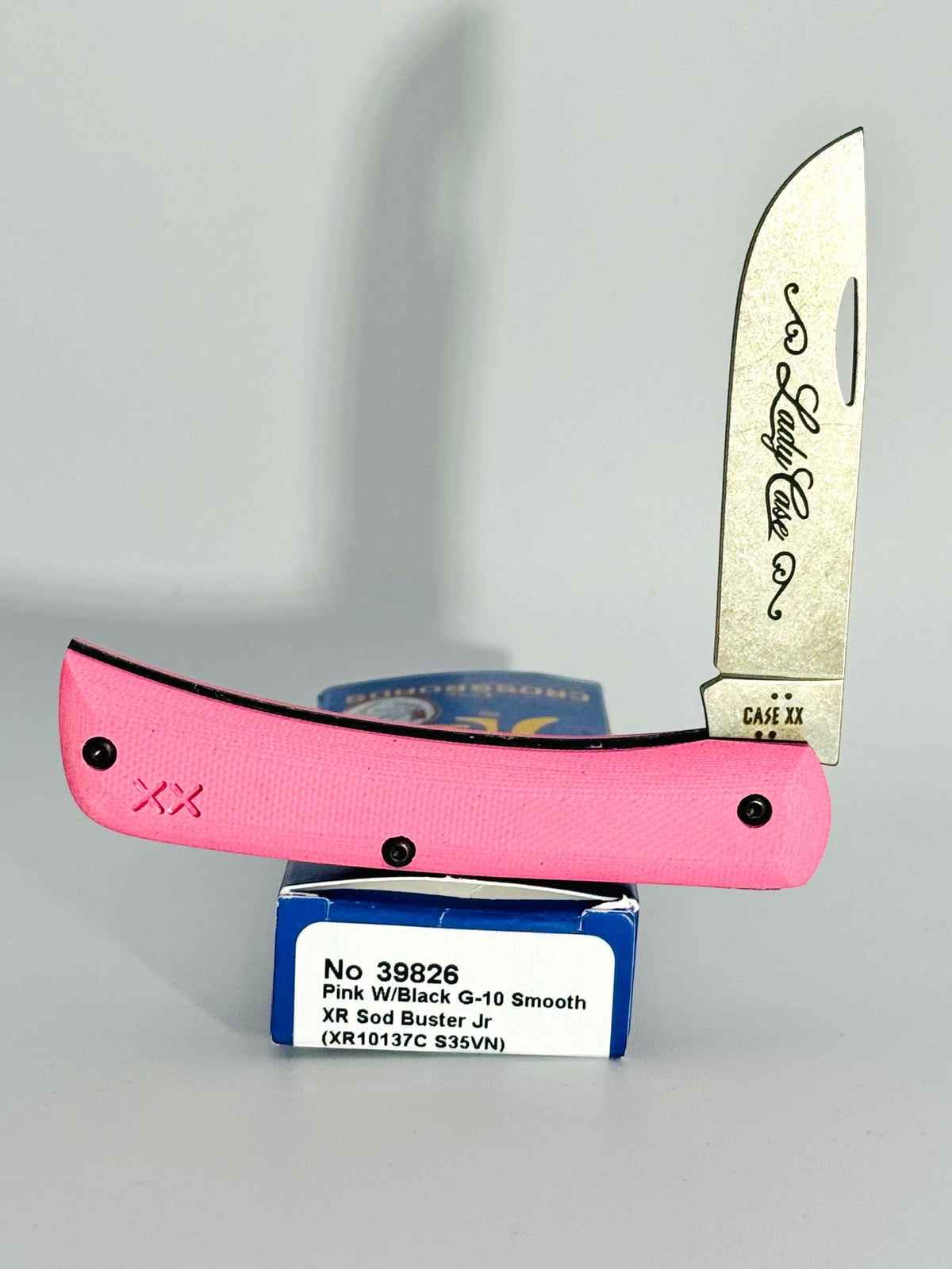 Case XX 39826 Lady Case smooth pink and black G-10 XR Sod Buster Jr, photo 1