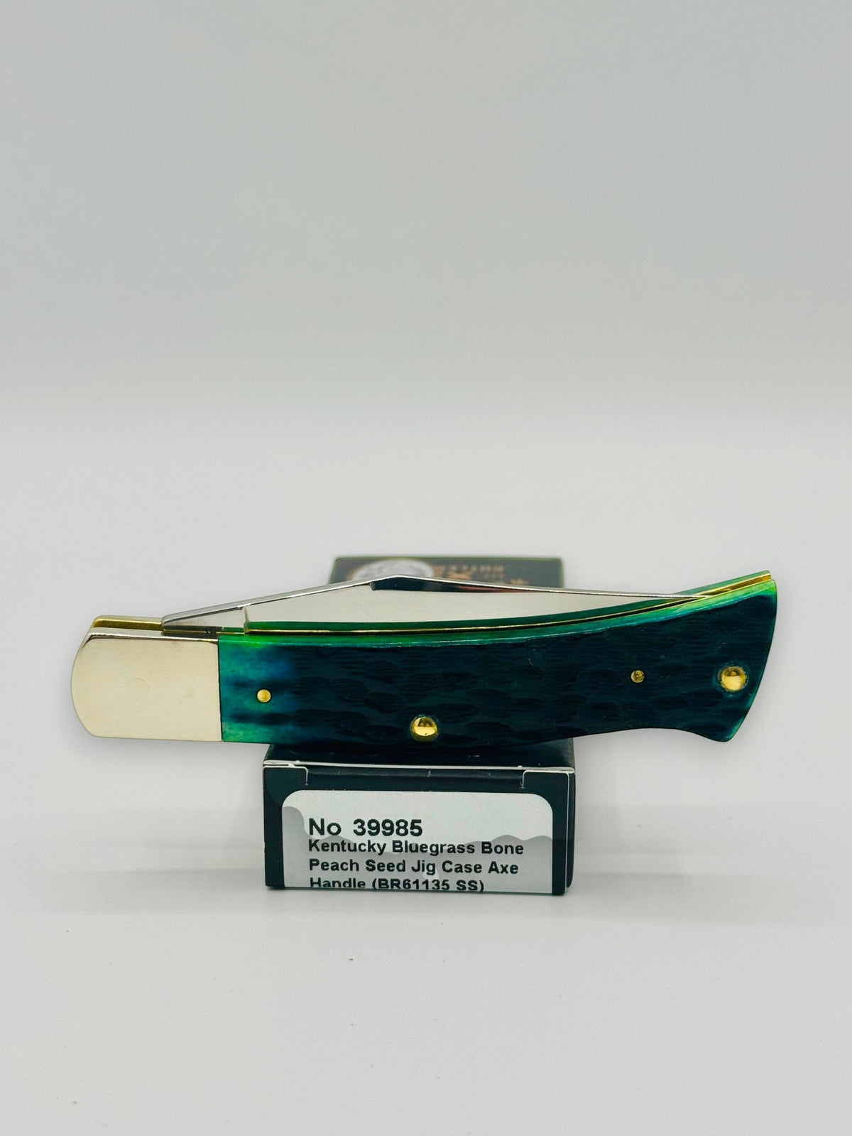 Case XX 39985 Axe Handle Kentucky Bluegrass Bone — boxed presentation