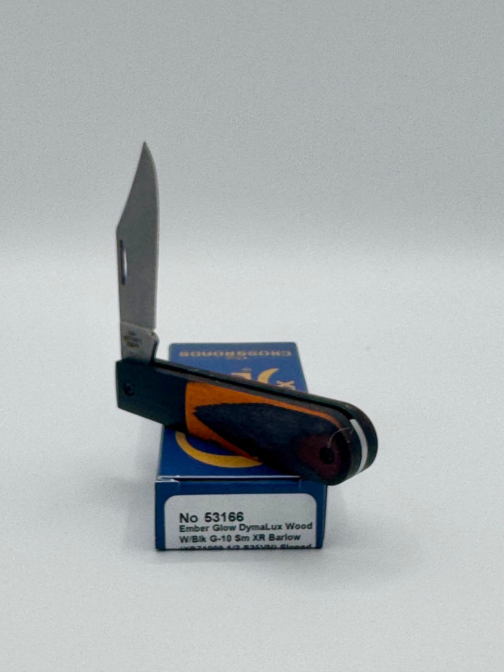 Case XX 53166 Crossroads Ember Glow Dymalux Wood Barlow — handle and shield detail