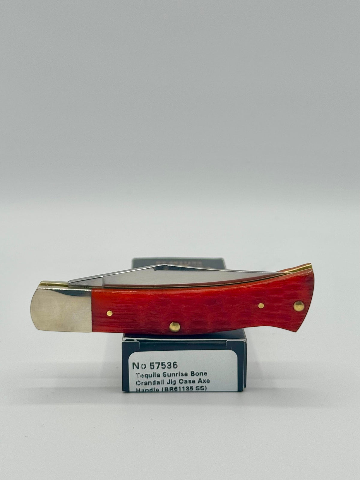 Case XX 57536 Tequila Sunrise Bone Axe Handle — packaging and knife together