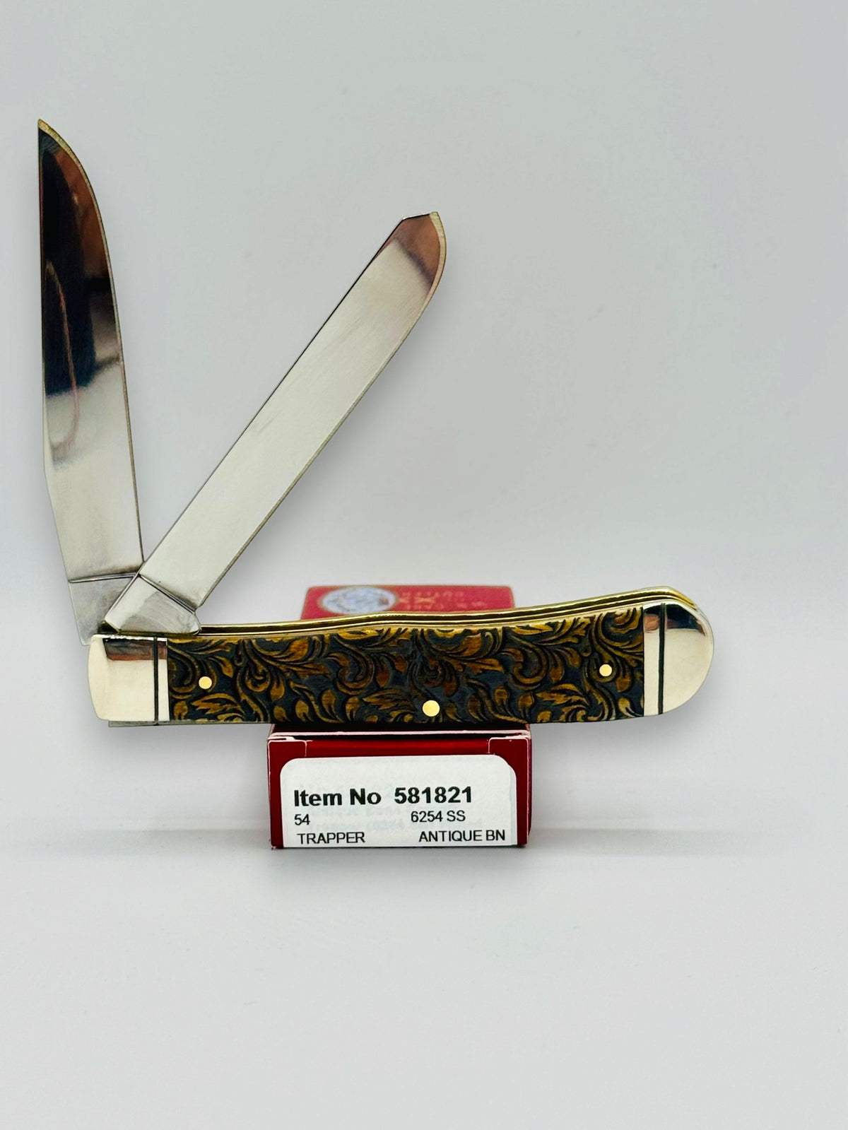 Case XX 581821 leather tooled antique bone Trapper, photo 6