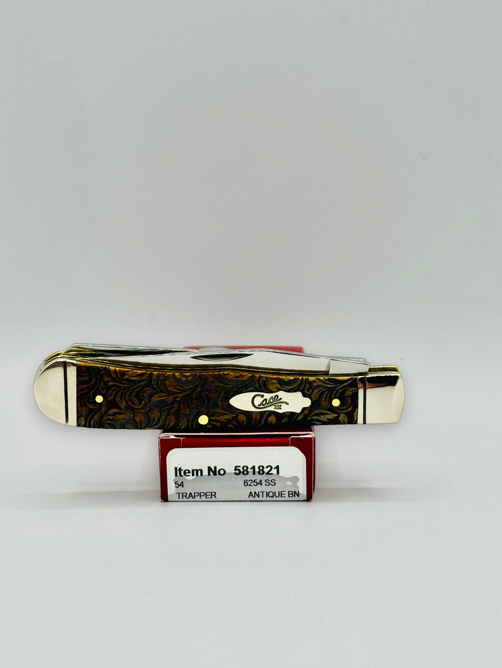 Case XX 581821 leather tooled antique bone Trapper, photo 7