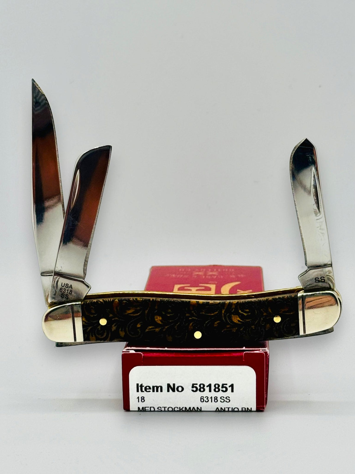 Case XX 581851 leather tooled antique bone Medium Stockman, photo 6