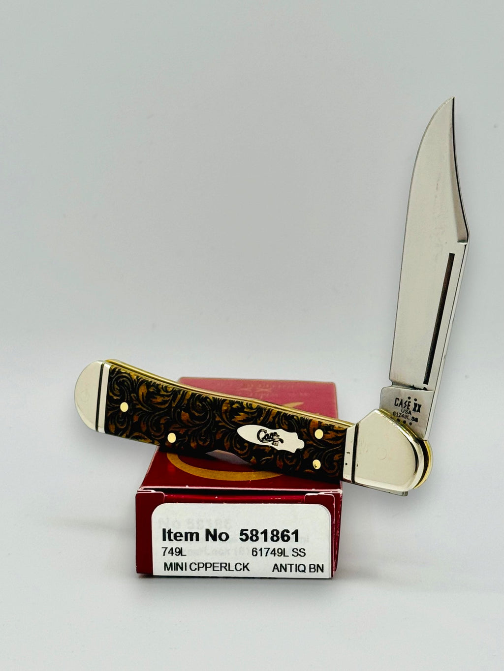 Case XX 581861 leather tooled antique bone Mini CopperLock, photo 2