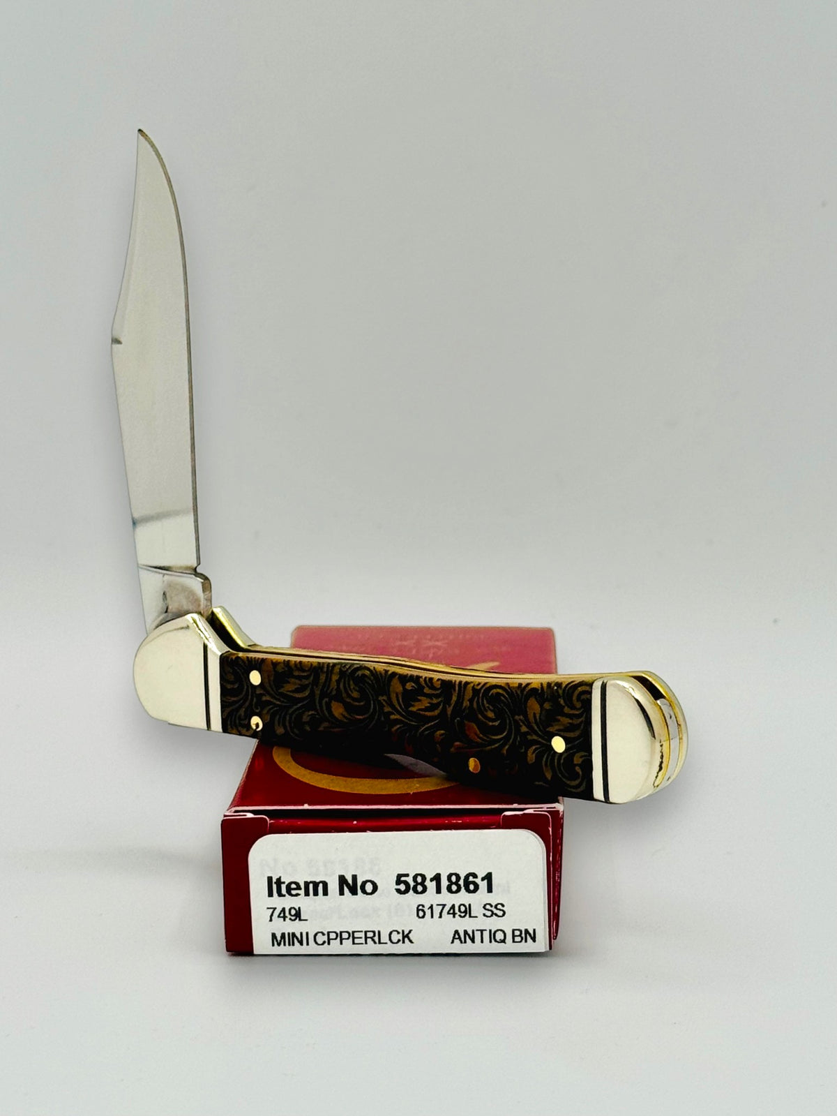 Case XX 581861 leather tooled antique bone Mini CopperLock, photo 4