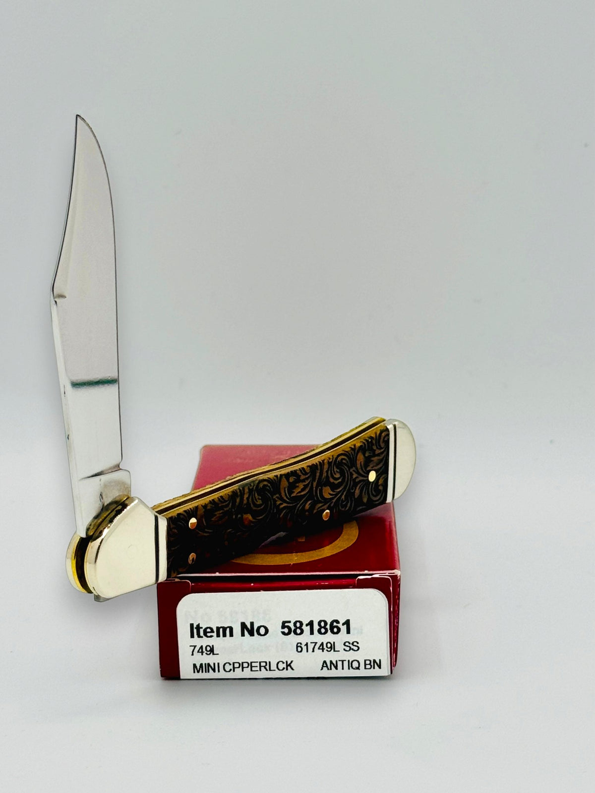 Case XX 581861 leather tooled antique bone Mini CopperLock, photo 5