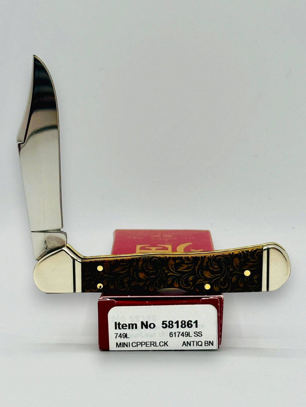 Case XX 581861 leather tooled antique bone Mini CopperLock, photo 6