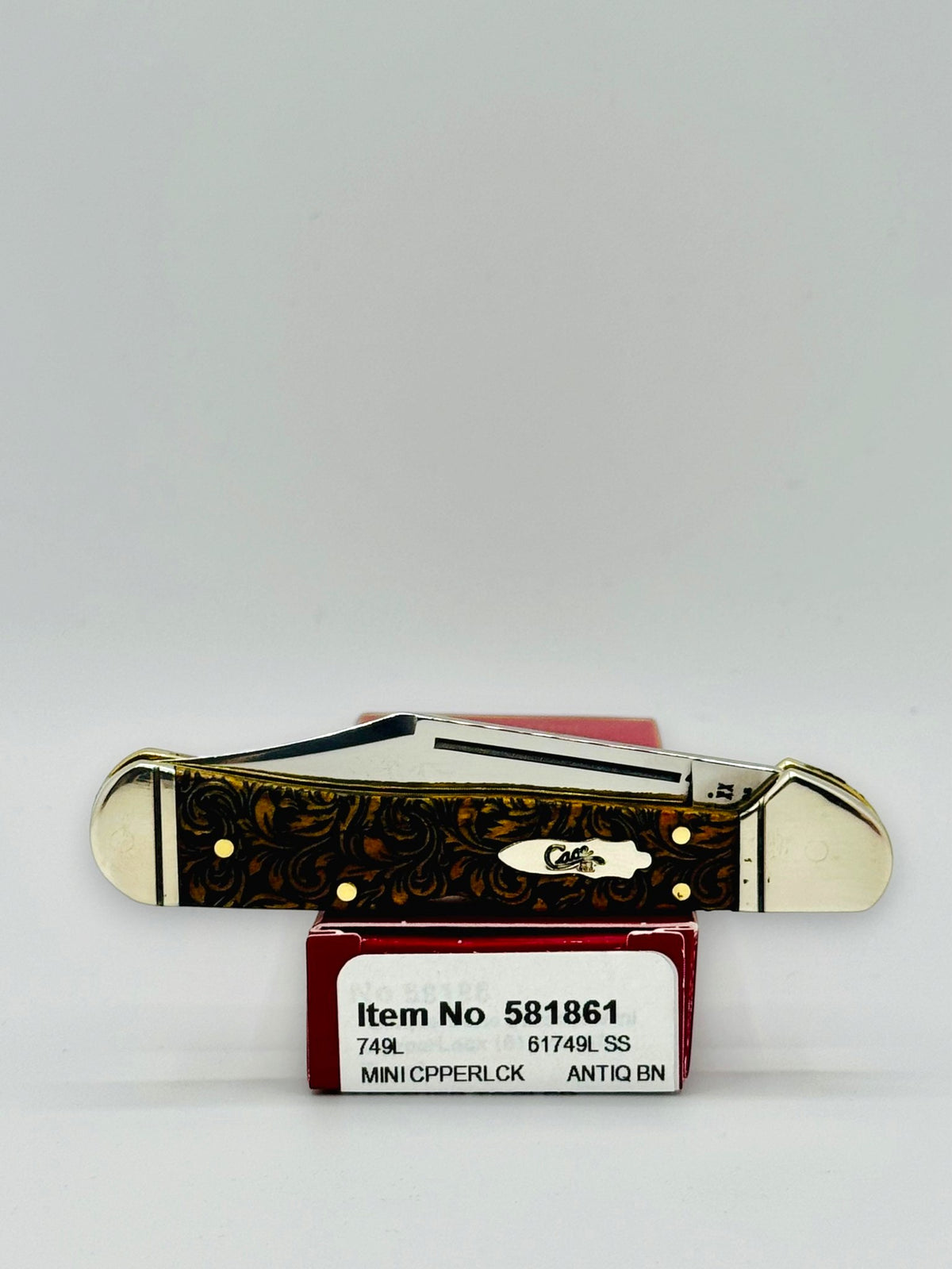 Case XX 581861 leather tooled antique bone Mini CopperLock, photo 7