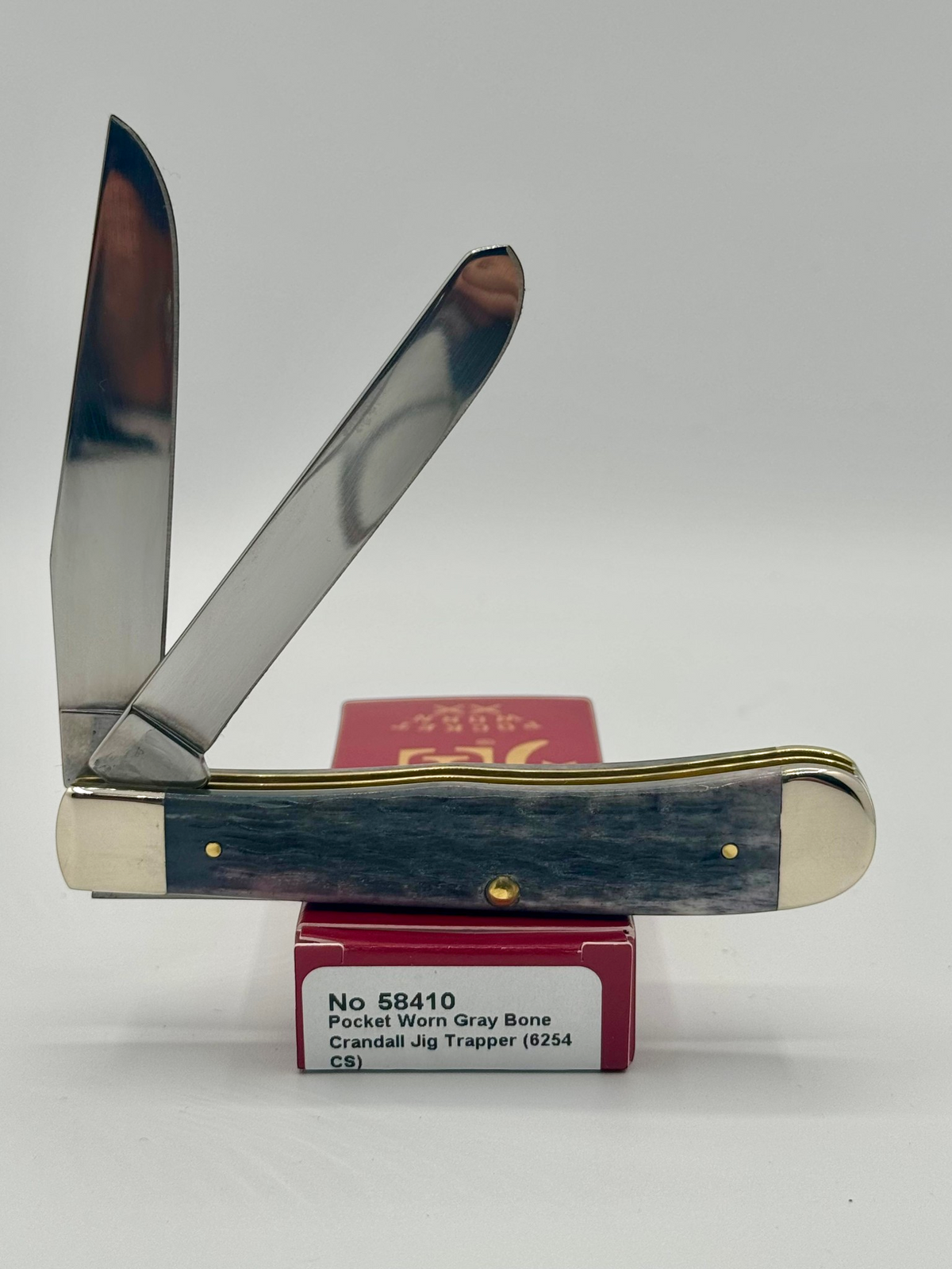 Case XX 58410 Gray Bone Trapper CV — angled open view