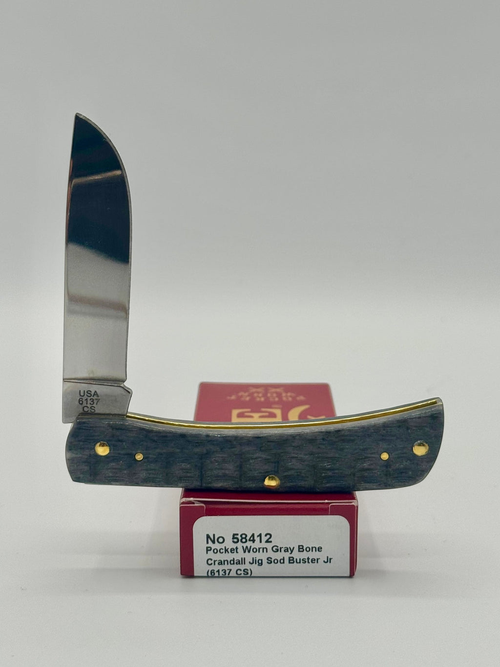 Case XX 58412 Gray Bone Sod Buster Jr CV — angled open view