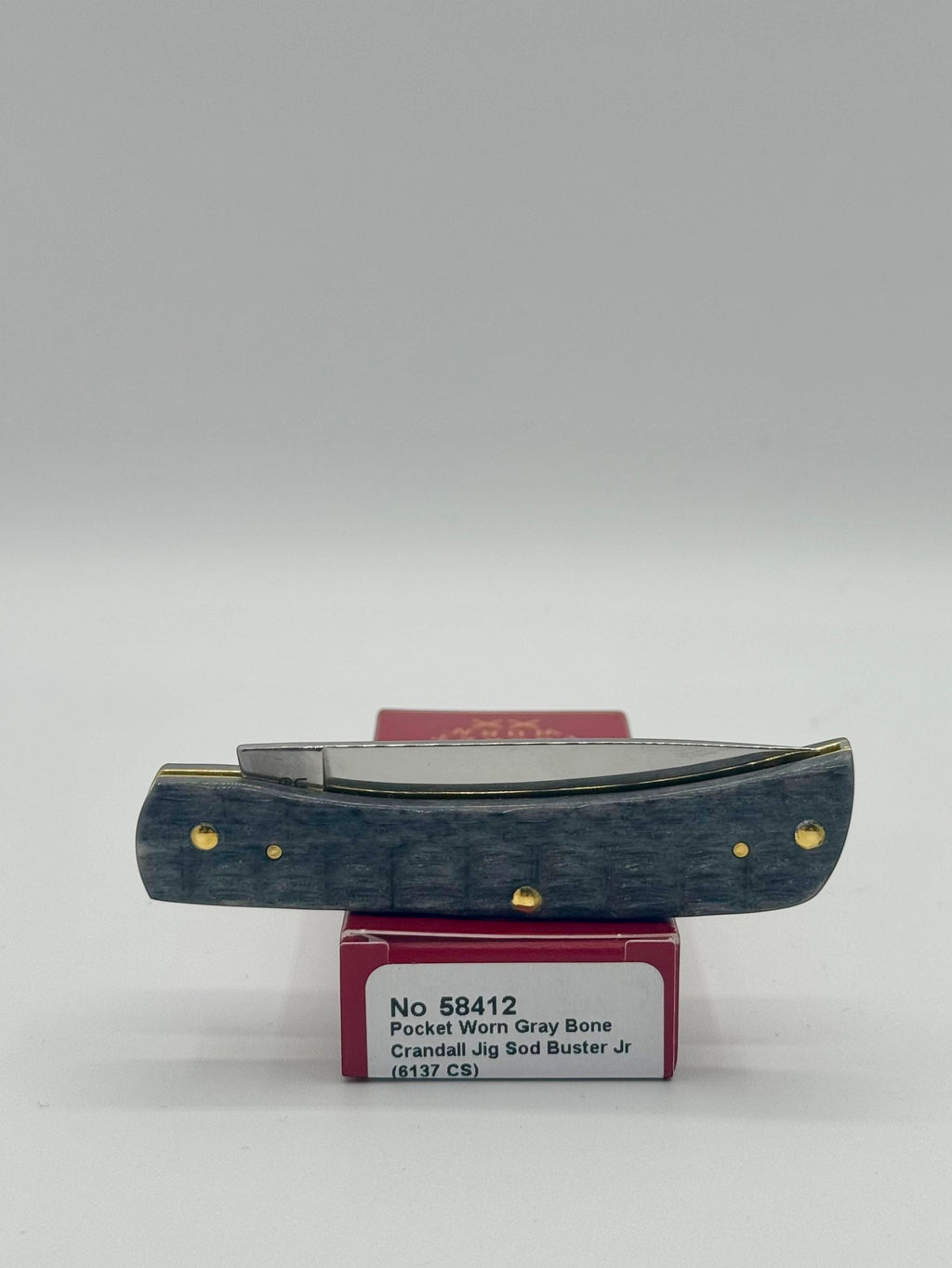 Case XX 58412 Gray Bone Sod Buster Jr CV — packaging and knife together