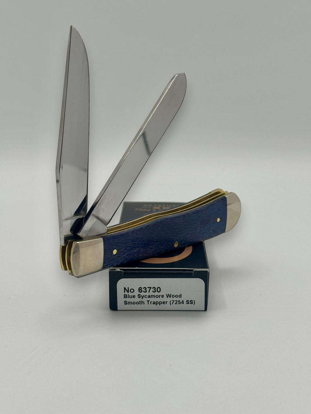 Case XX 63730 Blue Sycamore Trapper — back side on Case box
