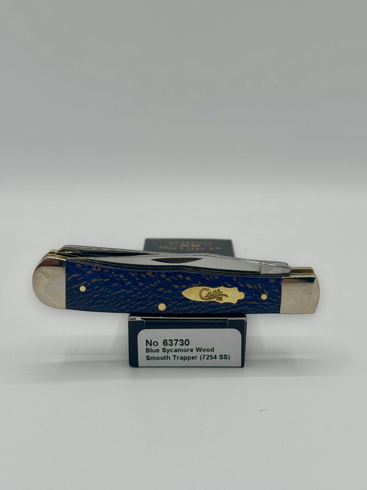 Case XX 63730 Blue Sycamore Trapper — lifestyle angle on Case box