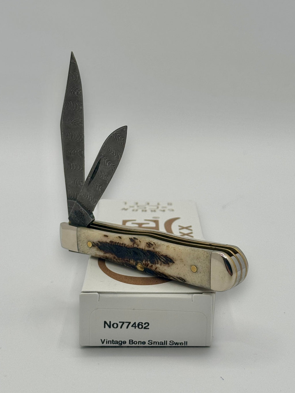 Case XX 77462 Vintage Bone Swell Center Jack — handle and shield detail
