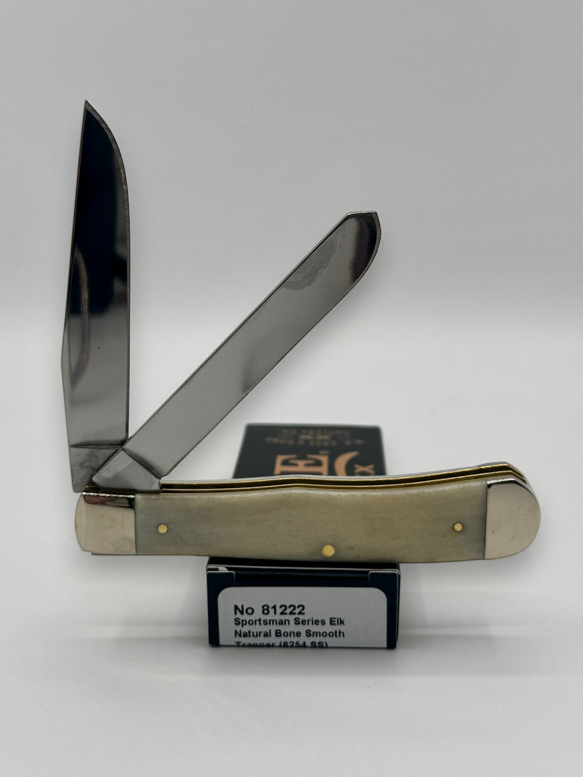 Case XX 81222 Sportsman Elk Bone Trapper — angled open view