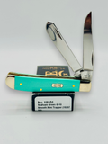 Case XX 18101 Seafoam Green G-10 Mini Trapper — open on Case retail box