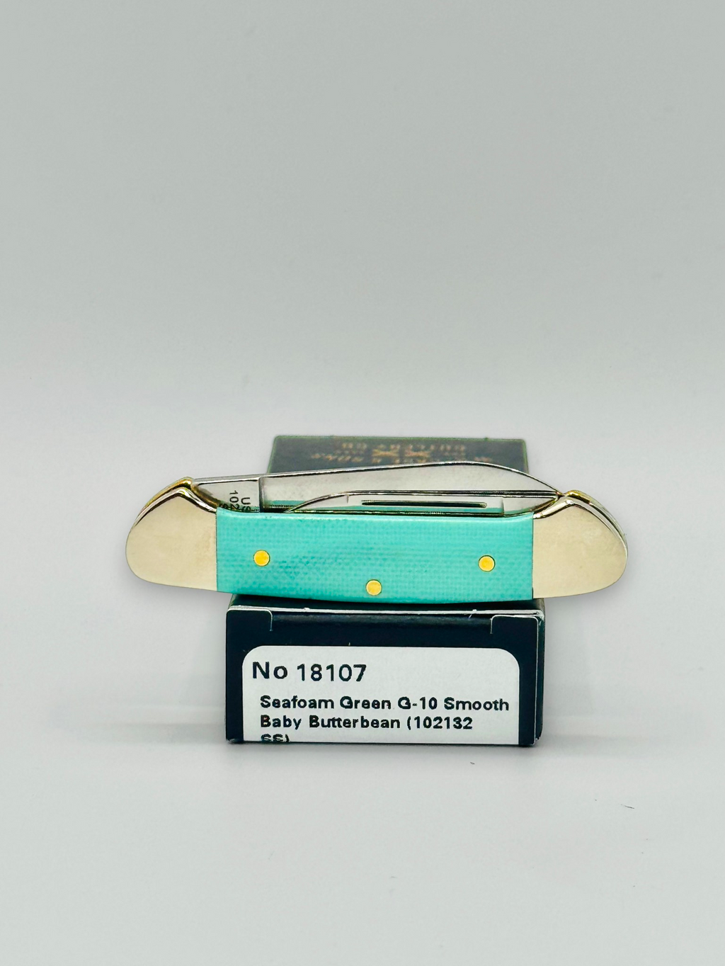 Case XX 18107 Seafoam Green G-10 Baby Butterbean — boxed presentation