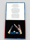 Case XX 10863 Navy Blue Synthetic Medium Stockman — in commemorative cigar box open