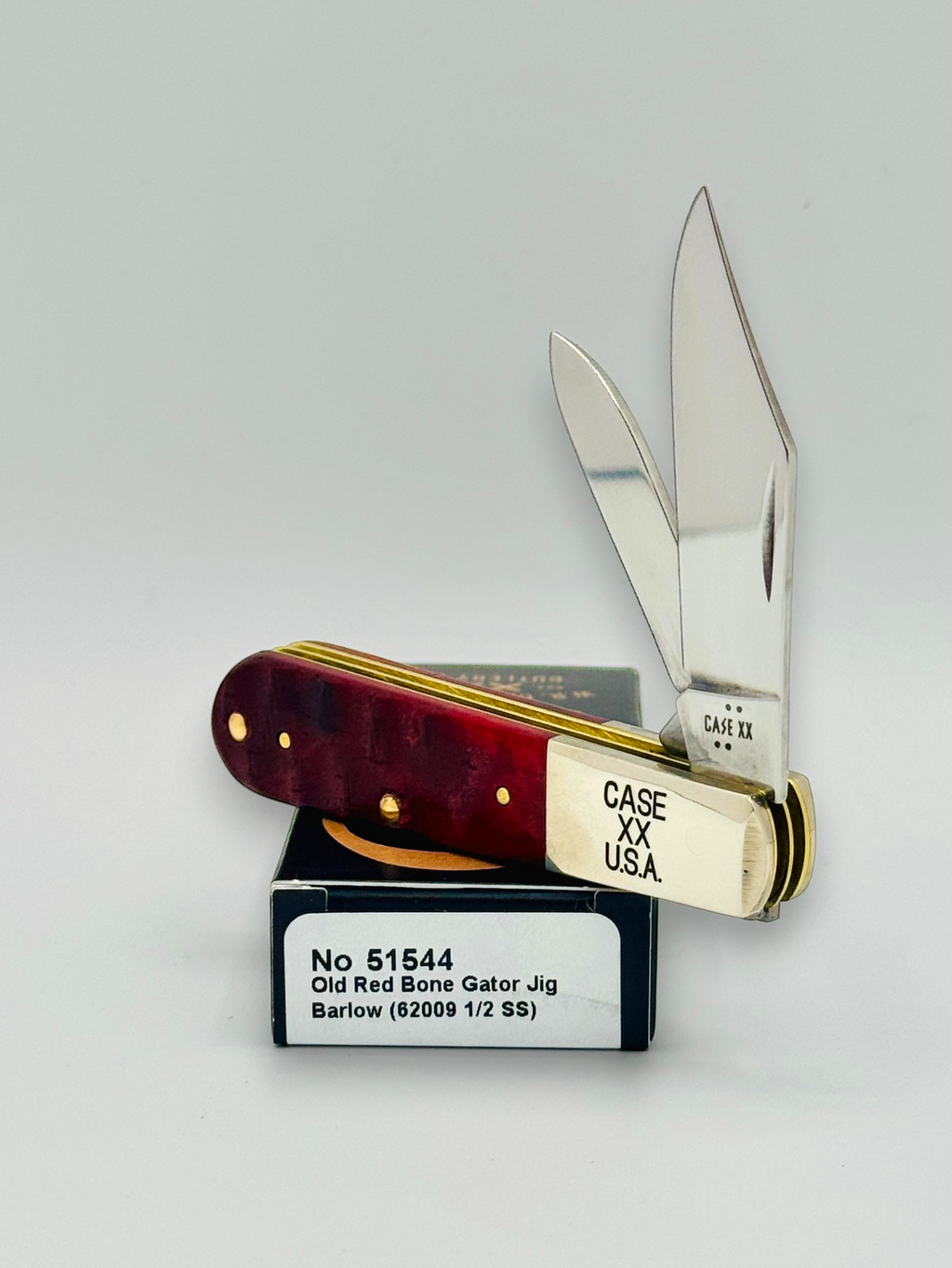 Case XX 51544 Red Bone Gator Jig Barlow — closed on Case box