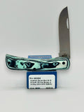 Case XX 66384 Crossroads Seafoam G-10 Sod Buster Jr — open on Case retail box