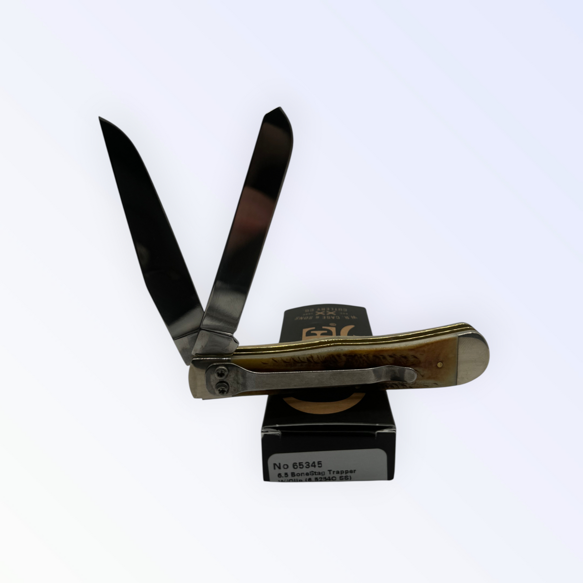 Pigeon Roost Knives Case XX 6.5 BoneStag Trapper pocket knife with dual stainless steel blades and pocket clip