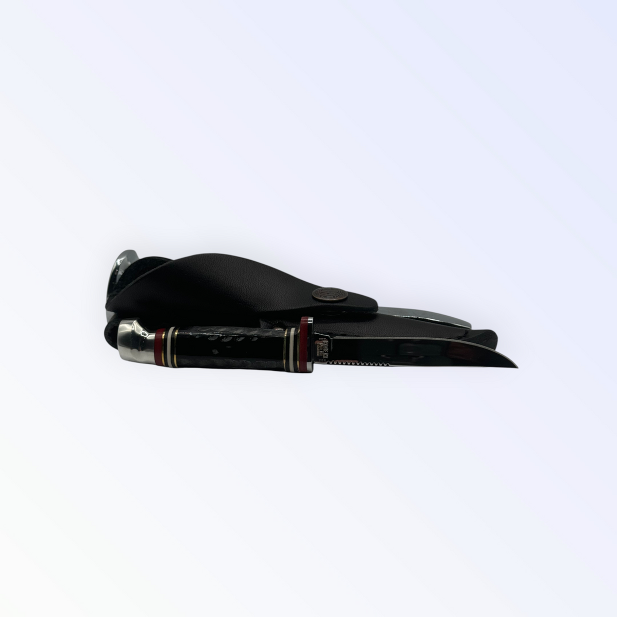 Pigeon Roost Knives Case XX Mini Finn fixed blade knife with jigged buffalo horn handle and leather sheath