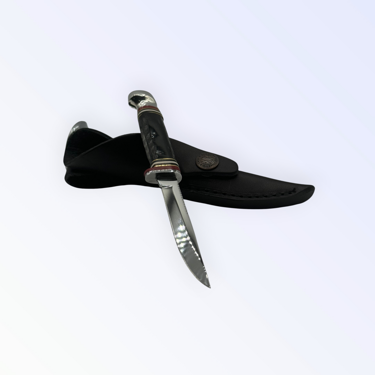 Pigeon Roost Knives Case XX Mini Finn fixed blade knife with jigged buffalo horn handle and leather belt sheath
