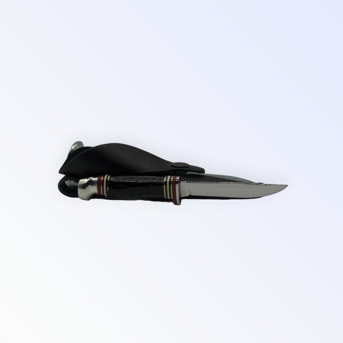 Pigeon Roost Knives Case XX Mini Finn fixed blade knife with jigged buffalo horn handle and leather sheath