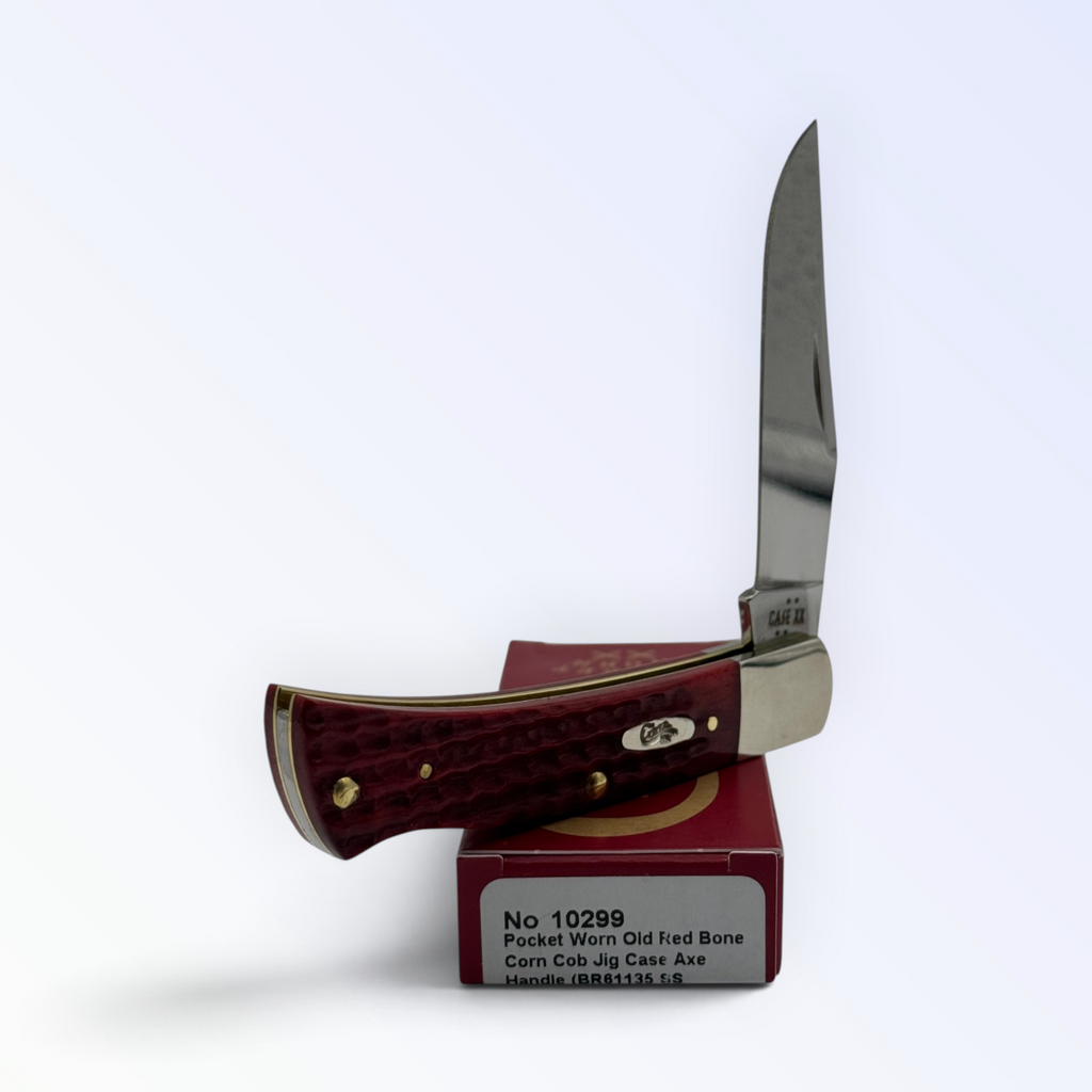 Pigeon Roost Knives Case XX Axe Handle pocket knife with Old Red Bone corn cob jig handle and clip point blade