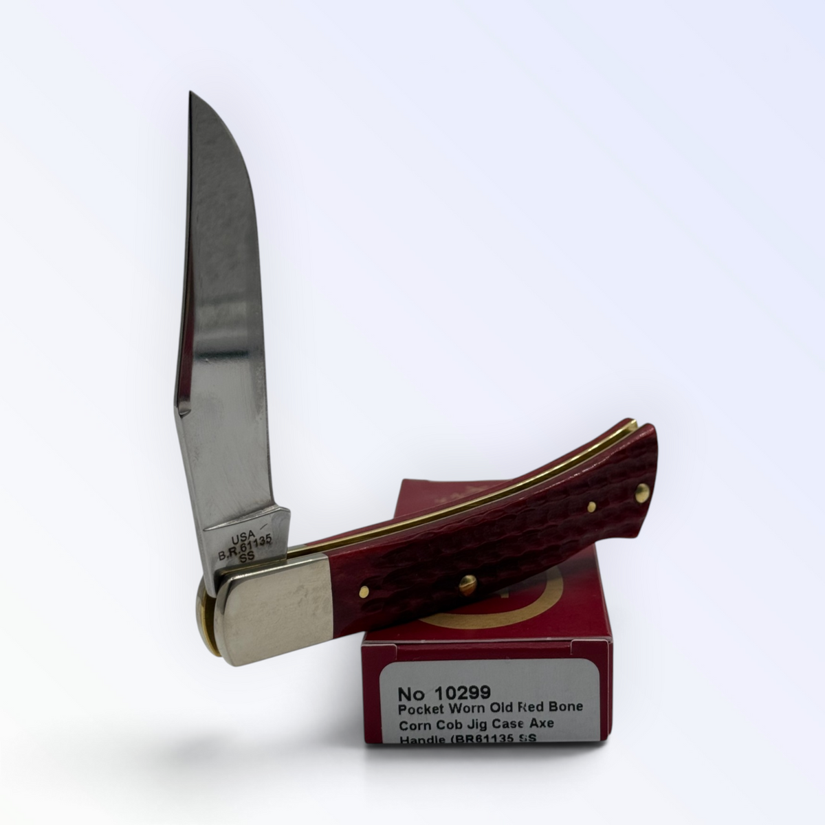 Pigeon Roost Knives Case XX Axe Handle pocket knife with Old Red Bone corn cob jig handle and clip point blade