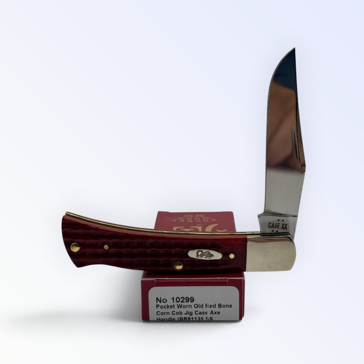 Pigeon Roost Knives Case XX Axe Handle pocket knife with red bone corn cob jig handle and stainless steel clip blade 10299