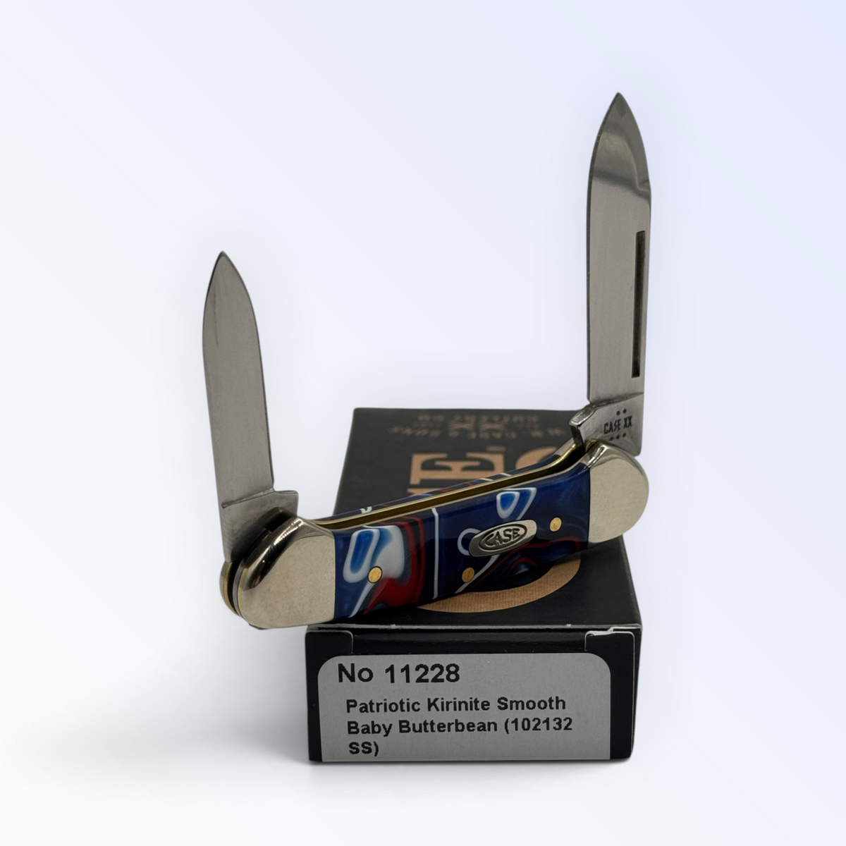 Butterbean by Case XX in Patriotic Kirinite (11228), three-quarter open shot showing handle and blades
