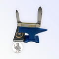 Case XX Canoe with smooth natural bone and dual stainless blades, SKU 11023 — blades open resting on the factory box