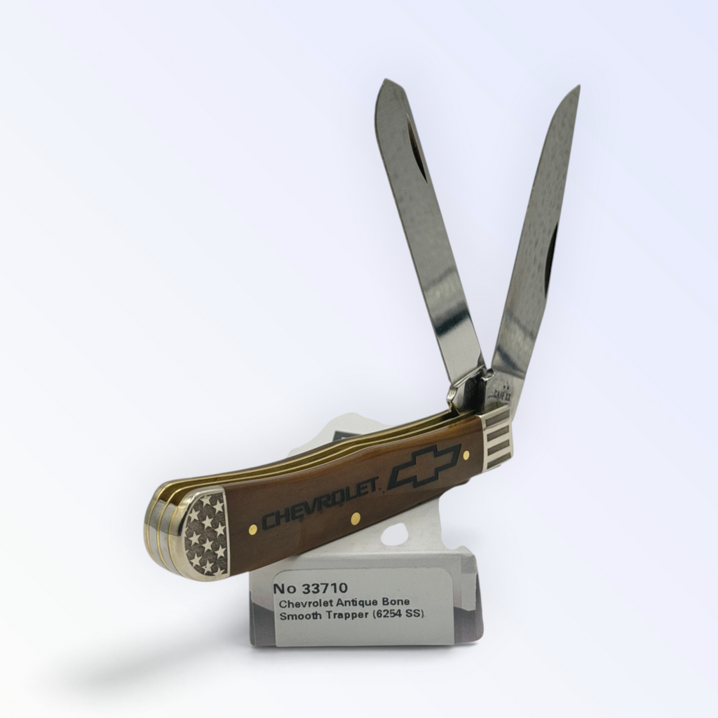 Case XX Chevrolet Embellished Antique Bone Trapper, SKU 33710 — closed profile on the Case XX box
