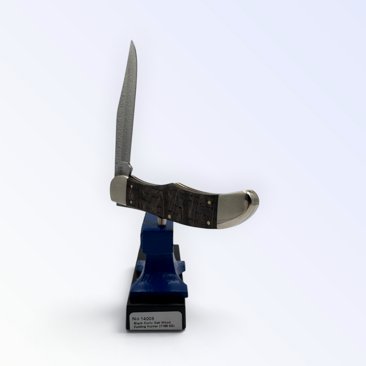 Case XX Folding Hunter 14008: smooth black curly oak, open on box with end label facing forward