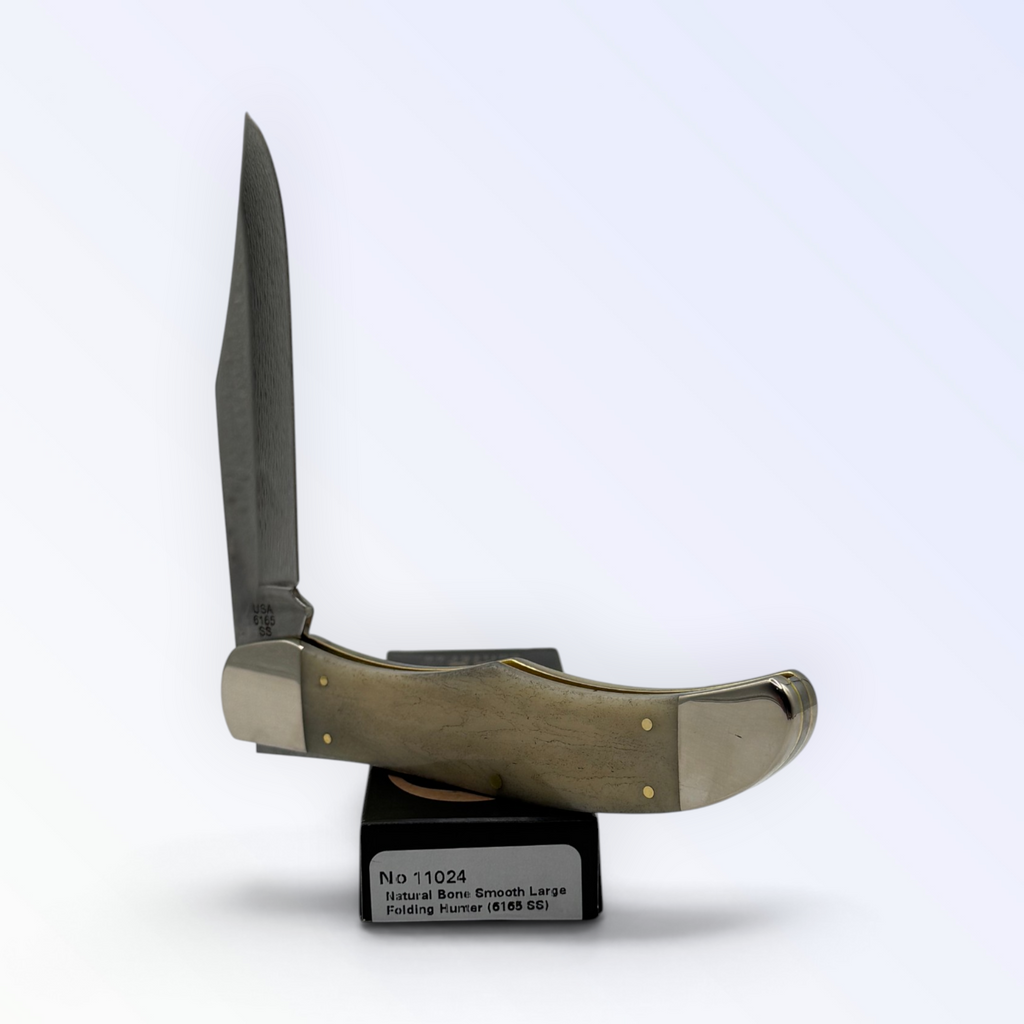 Pigeon Roost Knives Case XX Folding Hunter with smooth natural bone handle and stainless steel clip blade
